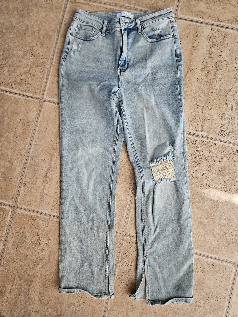 Judy Blue Light Wash Distressed Bootcut Jeans